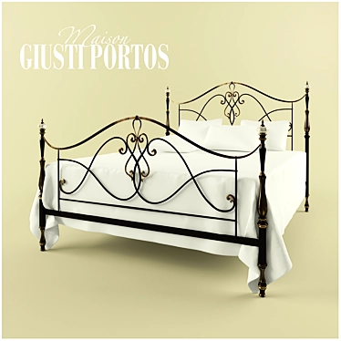 Elegant forged bed 3D model image 1 