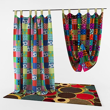 Kids Textile Set: Curtains & Carpet 3D model image 1 