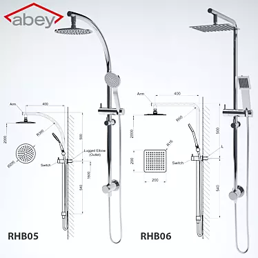 Luxury Shower Ensemble with Curve Rail 3D model image 1 