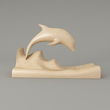 Coastal Bliss: Wooden Dolphin Decor 3D model image 1 