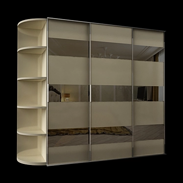 Mirrored Sliding Door Wardrobe 3D model image 1 