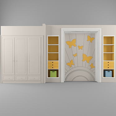 Kids Open Shelf Wardrobe 3D model image 1 