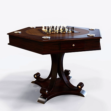 Wooden Chess Table 140x94cm 3D model image 1 