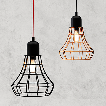 Rustic Industrial Cage Lamp 3D model image 1 