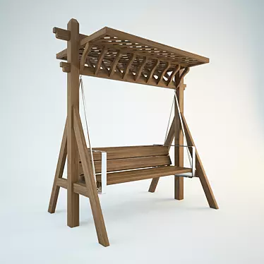 Wooden Garden Swings 3D model image 1 