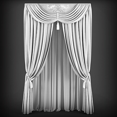 Classic Style Curtains 3D model image 1 