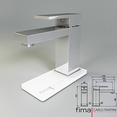 Modern Chrome Sink Mixer - FIMA Carlo Frattini 3D model image 1 