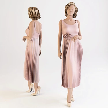 Elegant Floral Print Dress 3D model image 1 