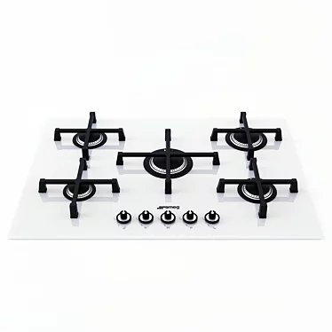 Smeg Linea White Glass Hob 3D model image 1 