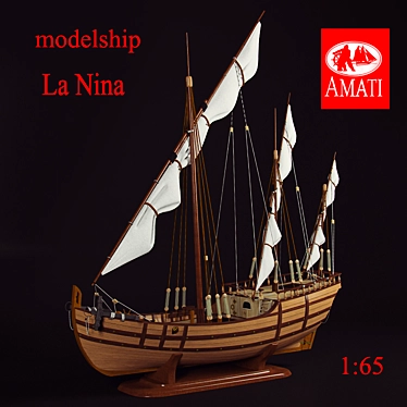 Authentic La Nina Caravel Model- 1:65 Scale 3D model image 1 