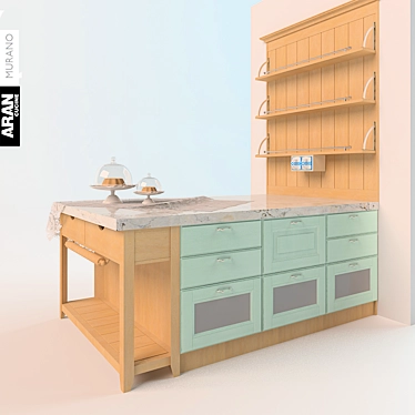 Elegant Aran Cucine Murano Kitchen Island 3D model image 1 