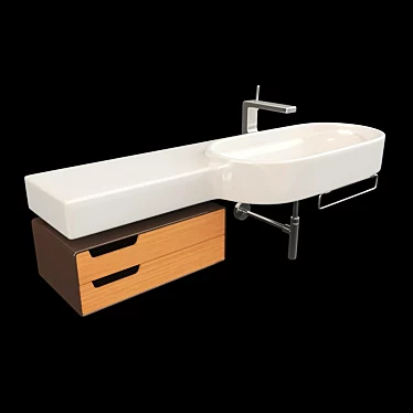 Simas Flow FL22 - Stylish Wall-Mounted Basin with Shelf 3D model image 1 