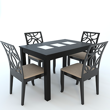 Modern 5-Piece Dining Set 3D model image 1 