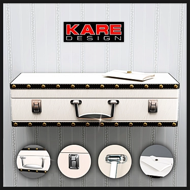 Kare Design Wall Suitcase Shelf: White & 1 Drawer 3D model image 1 