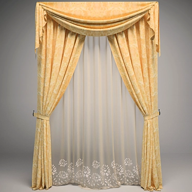 Elegant Window Drapes 3D model image 1 