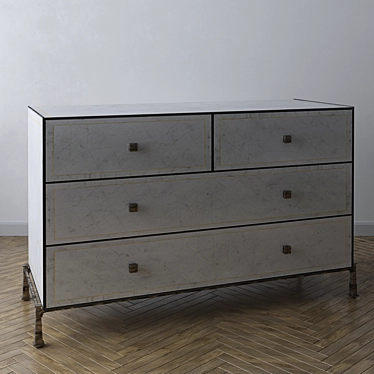 Elegant Églomisé Chest of Drawers 3D model image 1 