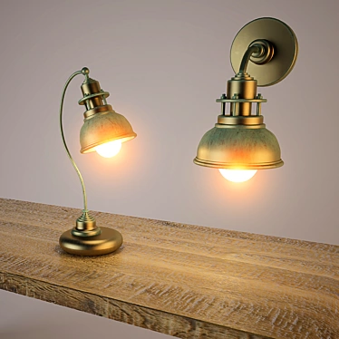 Elegant Sconces & Table Lamp Set 3D model image 1 