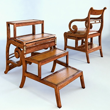 Elegant Mahogany Library Chair 3D model image 1 