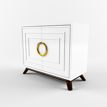 Elegant White Lacquer Cabinet 3D model image 1 