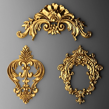 Elegant Stucco Cartouche Crown 3D model image 1 