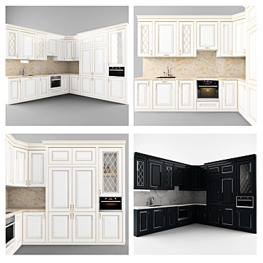 Modern Dual Tone Kitchen Set 3D model image 1 