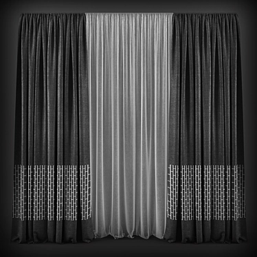 Modern Style Curtains 3D model image 1 