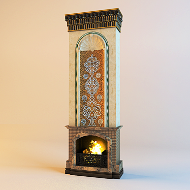 Eastern Fireplace: Customizable Height 3D model image 1 