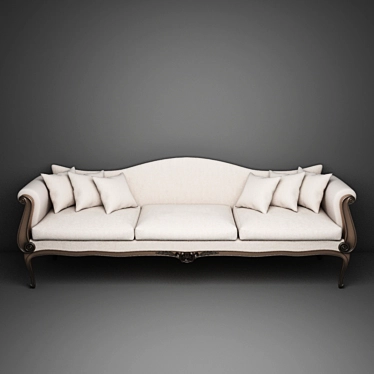 Rustic Elegance: Shallow 3-Seater 3D model image 1 