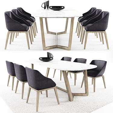 8-Seater Dining Table: Enjoy Elegant Dining 3D model image 1 