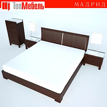 Madrid Bed: Side Tables & Dresser 3D model image 1 