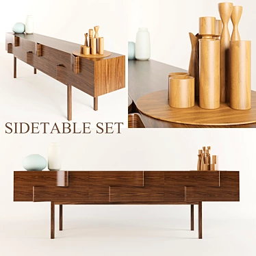 Modern Rustic Wooden Side Tables 3D model image 1 