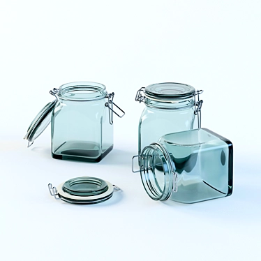 Secure Storage Jar with Glass Lid and Metal Lock 3D model image 1 