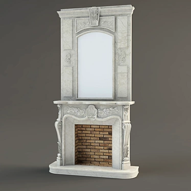 Classic Mirror Fireplace 3D model image 1 