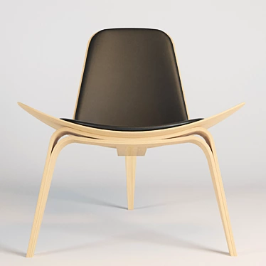 Elegant Wood Shell Chair 3D model image 1 