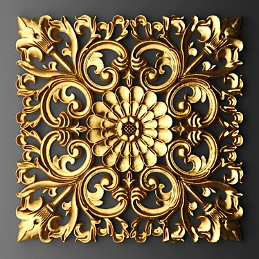 Elegant Rosette Carving Pattern 3D model image 1 