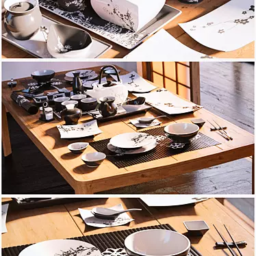 Japanese-inspired Tableware Set 3D model image 1 