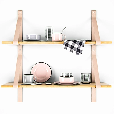 Scandinavian Kitchen Set: Shelf & Accents 3D model image 1 