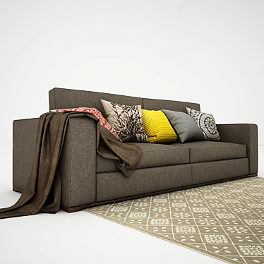 Cozy Sofa Set with Pillows 3D model image 1 