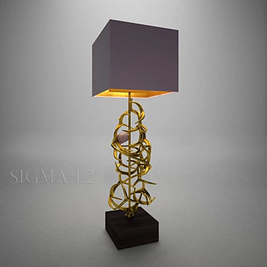 Elegant Bronze Lamp with Quartz Jewel 3D model image 1 