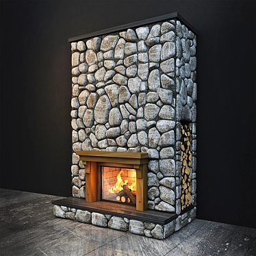 Cozy Hearth : Stone-Faced Fireplace 3D model image 1 
