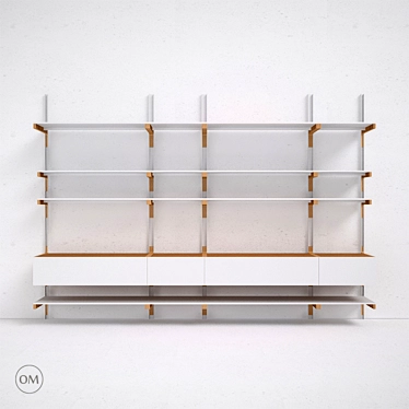 M Set 4 - Wall Uprights, Shelves, and Boxes 3D model image 1 