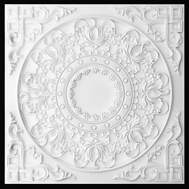 Elegant Carved Ceiling Rosette 3D model image 1 