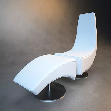 Modern White Leather Armchair with Ottoman 3D model image 1 
