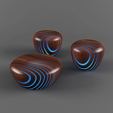 Glowing Wood Table & Chair Set 3D model image 1 