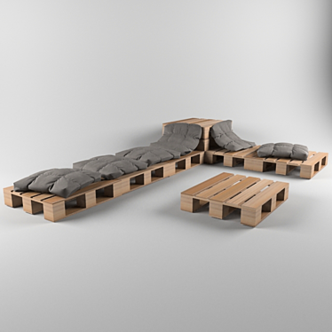 Rustic Pallet Sofa 3D model image 1 