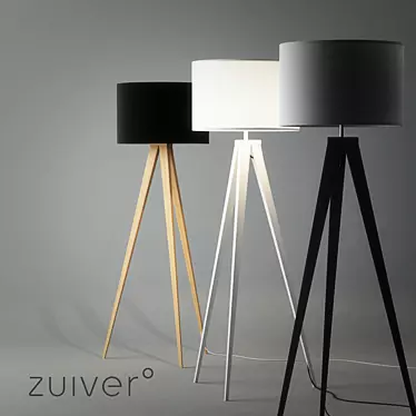 Modern Wood Tripod Floor Lamp 3D model image 1 
