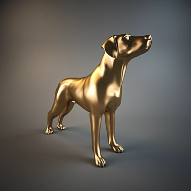 Shimmering Pup: Gold Dog 3D model image 1 