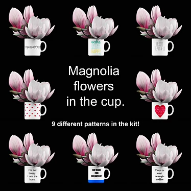 Elegant Magnolia Blossom Cup 3D model image 1 