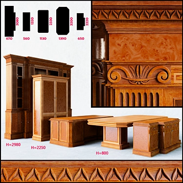 Classic Office Furniture Set 3D model image 1 