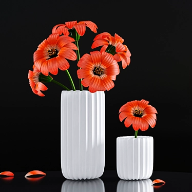 Elegant Orange Blossom Vase 3D model image 1 